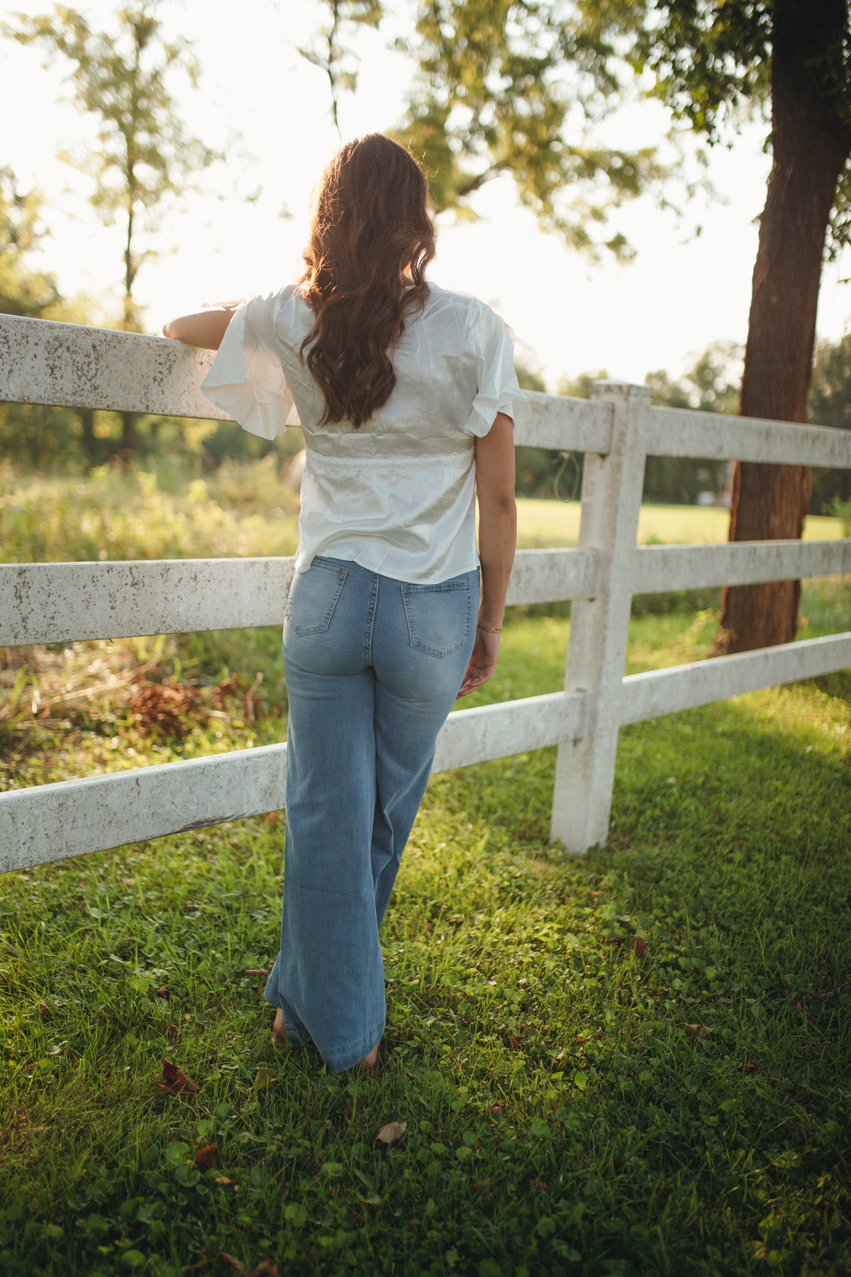 Vintage Wash Wide-Leg Denim Jeans