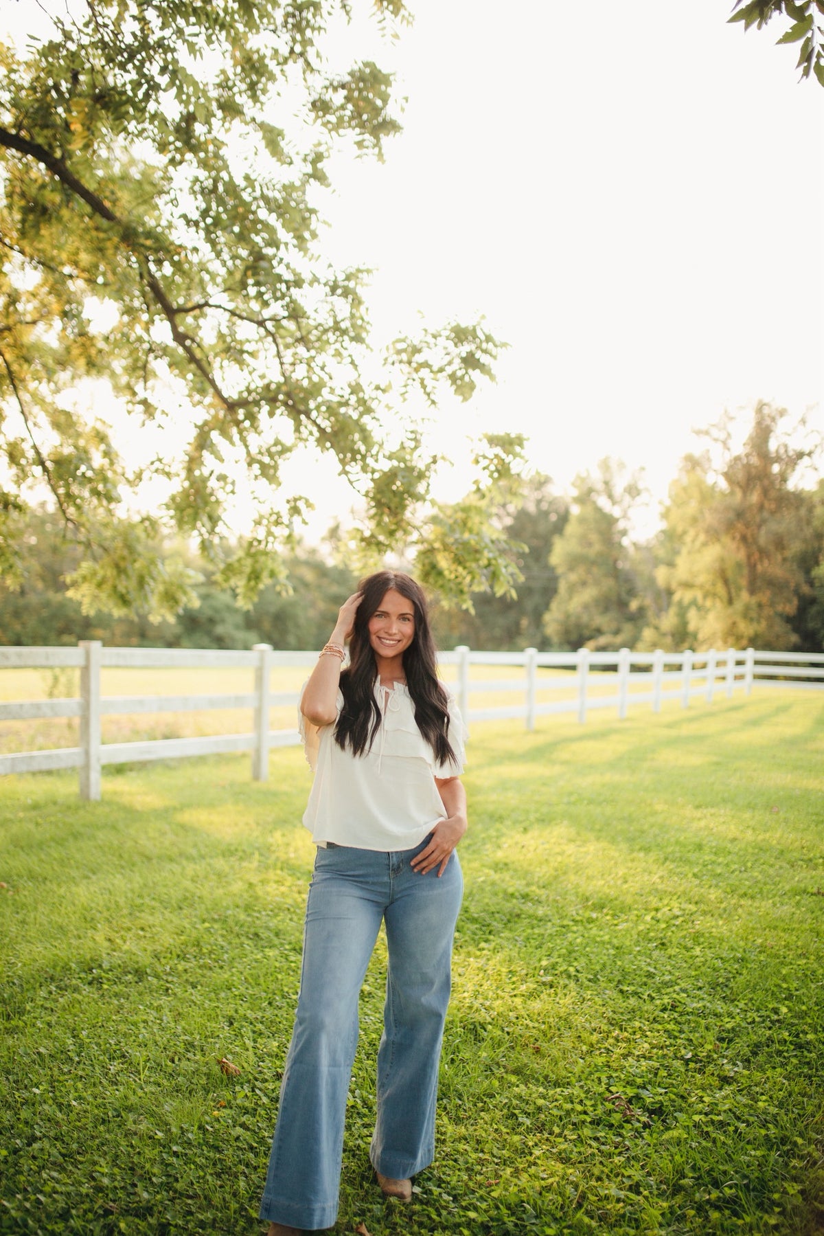 Vintage Wash Wide-Leg Denim Jeans